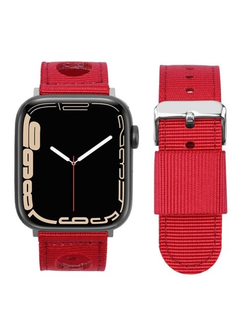 For Apple Watch 10 46mm / Ultra 2 / Ultra 49mm / 9 8 7 45mm / SE (2023) SE (2022) SE 6 5 4 44mm / 3 2 1 42mm Waterproof Nylon Watch Band - Red