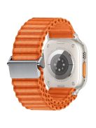 For Apple Watch 10 46mm / Ultra 2 / Ultra 49mm / 9 8 7 45mm / SE (2023) SE (2022) SE 6 5 4 44mm / 3 2 1 42mm Wavy Texture Nylon Strap - Orange