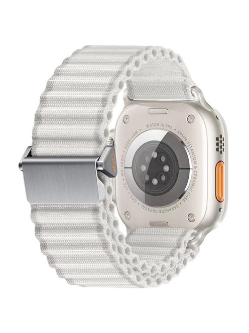 For Apple Watch 10 46mm / Ultra 2 / Ultra 49mm / 9 8 7 45mm / SE (2023) SE (2022) SE 6 5 4 44mm / 3 2 1 42mm Wavy Texture Nylon Strap - White