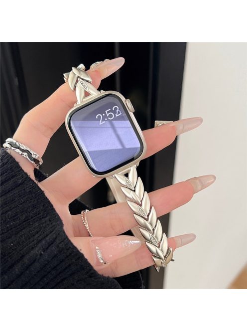 For Apple Watch 10 46mm / Ultra 2 / Ultra 49mm / 9 8 7 45mm / SE (2023) SE (2022) SE 6 5 4 44mm / 3 2 1 42mm Wheat Spike Zinc Alloy Wristband - Starlight