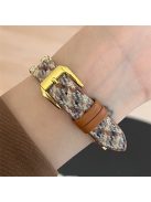 For Apple Watch 10 46mm / Ultra 2 / Ultra 49mm / 9 8 7 45mm / SE (2023) SE (2022) SE 6 5 4 44mm / 3 2 1 42mm Woolen Fabric Watchband - Brown / Gold