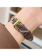 For Apple Watch 10 46mm / Ultra 2 / Ultra 49mm / 9 8 7 45mm / SE (2023) SE (2022) SE 6 5 4 44mm / 3 2 1 42mm Woolen Fabric Watchband - Coffee / Gold