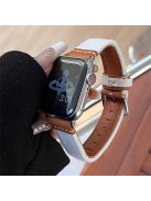 For Apple Watch 10 46mm / Ultra 2 / Ultra 49mm / 9 8 7 45mm / SE (2023) SE (2022) SE 6 5 4 44mm / 3 2 1 42mm Woolen Fabric+PU Watch Band - White