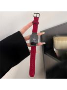 For Apple Watch 10 46mm / Ultra 2 / Ultra 49mm / 9 8 7 45mm / SE (2023) SE (2022) SE 6 5 4 44mm / 3 2 1 42mm Woolen Fabric+PU Watch Band - Wine Red