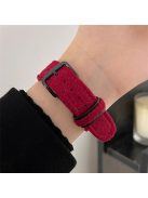 For Apple Watch 10 46mm / Ultra 2 / Ultra 49mm / 9 8 7 45mm / SE (2023) SE (2022) SE 6 5 4 44mm / 3 2 1 42mm Woolen Fabric+PU Watch Band - Wine Red