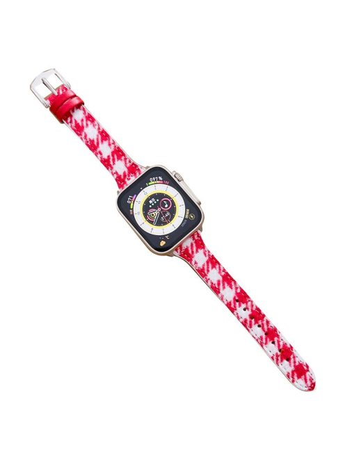 For Apple Watch 10 46mm / Ultra 2 / Ultra 49mm / 9 8 7 45mm / SE (2023) SE (2022) SE 6 5 4 44mm / 3 2 1 42mm Woolen Watchband - Red / White