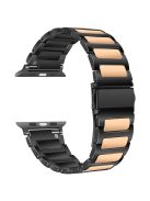 For Apple Watch 10 46mm / Ultra 2 / Ultra 49mm / 9 8 7 45mm / SE (2023) SE (2022) SE 6 5 4 44mm / 3 2 1 42mm Zinc Alloy Smartwatch Strap - Black+Rose Gold