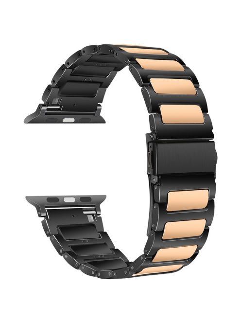 For Apple Watch 10 46mm / Ultra 2 / Ultra 49mm / 9 8 7 45mm / SE (2023) SE (2022) SE 6 5 4 44mm / 3 2 1 42mm Zinc Alloy Smartwatch Strap - Black+Rose Gold