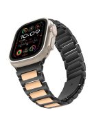 For Apple Watch 10 46mm / Ultra 2 / Ultra 49mm / 9 8 7 45mm / SE (2023) SE (2022) SE 6 5 4 44mm / 3 2 1 42mm Zinc Alloy Smartwatch Strap - Black+Rose Gold