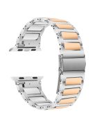 For Apple Watch 10 46mm / Ultra 2 / Ultra 49mm / 9 8 7 45mm / SE (2023) SE (2022) SE 6 5 4 44mm / 3 2 1 42mm Zinc Alloy Smartwatch Strap - Silver+Rose Gold