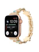 For Apple Watch 10 46mm / Ultra 2 / Ultra 49mm / 9 8 7 45mm / SE (2023) SE (2022) SE 6 5 4 44mm / 3 2 1 42mm Zinc Alloy Watch Band - Color Flower / Gold