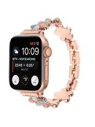 For Apple Watch 10 46mm / Ultra 2 / Ultra 49mm / 9 8 7 45mm / SE (2023) SE (2022) SE 6 5 4 44mm / 3 2 1 42mm Zinc Alloy Watch Band - Color Flower / Rose Gold