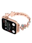 For Apple Watch 10 46mm / Ultra 2 / Ultra 49mm / 9 8 7 45mm / SE (2023) SE (2022) SE 6 5 4 44mm / 3 2 1 42mm Zinc Alloy Watch Band - Color Flower / Rose Gold