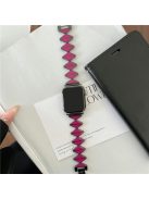 For Apple Watch 10 46mm / Ultra 2 / Ultra 49mm / 9 8 7 45mm / SE (2023) SE (2022) SE 6 5 4 44mm / 3 2 1 42mm Zinc Alloy Watch Band - Magenta / Black Buckle