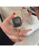 For Apple Watch 10 46mm / Ultra 2 / Ultra 49mm / 9 8 7 45mm / SE (2023) SE (2022) SE 6 5 4 44mm / 3 2 1 42mm Zinc Alloy Watch Band - Swirl Red / Gold