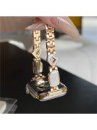 For Apple Watch 10 46mm / Ultra 2 / Ultra 49mm / 9 8 7 45mm / SE (2023) SE (2022) SE 6 5 4 44mm / 3 2 1 42mm Zinc Alloy Watch Band - Swirl White / Gold