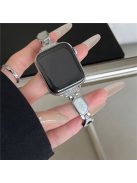 For Apple Watch 10 46mm / Ultra 2 / Ultra 49mm / 9 8 7 45mm / SE (2023) SE (2022) SE 6 5 4 44mm / 3 2 1 42mm Zinc Alloy Watch Band - Swirl White / Silver