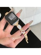 For Apple Watch 10 46mm / Ultra 2 / Ultra 49mm / 9 8 7 45mm / SE (2023) SE (2022) SE 6 5 4 44mm / 3 2 1 42mm Zinc Alloy Watch Band - White / Gold