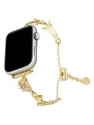 For Apple Watch 10 46mm / Ultra 2 / Ultra 49mm / 9 8 7 45mm / SE (2023) SE (2022) SE 6 5 4 44mm / 3 2 1 42mm Zinc Alloy Watch Band Flower Bangle Bracelet - Gold