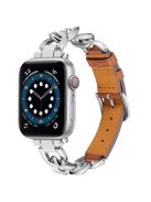 For Apple Watch 10 46mm / Ultra 2 / Ultra 49mm / 9 8 7 45mm / SE (2023) SE (2022) SE 6 5 4 44mm / 3 2 1 42mm Zinc Alloy+Cowhide Watch Strap - Brown