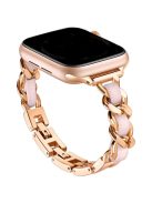 For Apple Watch 10 46mm / Ultra 2 / Ultra 49mm / 9 8 7 45mm / SE (2023) SE (2022) SE 6 5 4 44mm / 3 2 1 42mm Zinc Alloy+Leather Watch Strap - Rose Gold+Pink