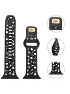 For Apple Watch 9 / 8 / 7 41mm / 6 / 5 / 4 / SE / SE (2022) / SE (2023) 40mm / 3 / 2 / 1 38mm Silicone Watch Band Watch Strap Hollow Letters Quick Release Watchband - Black