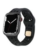 For Apple Watch 9 / 8 / 7 41mm / 6 / 5 / 4 / SE / SE (2022) / SE (2023) 40mm / 3 / 2 / 1 38mm Silicone Watch Band Watch Strap Hollow Letters Quick Release Watchband - Black