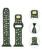 For Apple Watch 9 / 8 / 7 41mm / 6 / 5 / 4 / SE / SE (2022) / SE (2023) 40mm / 3 / 2 / 1 38mm Silicone Watch Band Watch Strap Hollow Letters Quick Release Watchband - Blackish Green