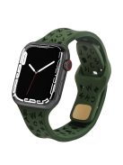 For Apple Watch 9 / 8 / 7 41mm / 6 / 5 / 4 / SE / SE (2022) / SE (2023) 40mm / 3 / 2 / 1 38mm Silicone Watch Band Watch Strap Hollow Letters Quick Release Watchband - Blackish Green