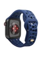 For Apple Watch 9 / 8 / 7 41mm / 6 / 5 / 4 / SE / SE (2022) / SE (2023) 40mm / 3 / 2 / 1 38mm Silicone Watch Band Watch Strap Hollow Letters Quick Release Watchband - Blue