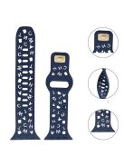 For Apple Watch 9 / 8 / 7 41mm / 6 / 5 / 4 / SE / SE (2022) / SE (2023) 40mm / 3 / 2 / 1 38mm Silicone Watch Band Watch Strap Hollow Letters Quick Release Watchband - Blue