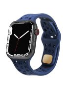 For Apple Watch 9 / 8 / 7 41mm / 6 / 5 / 4 / SE / SE (2022) / SE (2023) 40mm / 3 / 2 / 1 38mm Silicone Watch Band Watch Strap Hollow Letters Quick Release Watchband - Blue