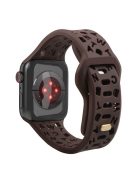 For Apple Watch 9 / 8 / 7 41mm / 6 / 5 / 4 / SE / SE (2022) / SE (2023) 40mm / 3 / 2 / 1 38mm Silicone Watch Band Watch Strap Hollow Letters Quick Release Watchband - Brown