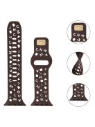 For Apple Watch 9 / 8 / 7 41mm / 6 / 5 / 4 / SE / SE (2022) / SE (2023) 40mm / 3 / 2 / 1 38mm Silicone Watch Band Watch Strap Hollow Letters Quick Release Watchband - Brown