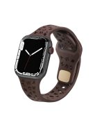 For Apple Watch 9 / 8 / 7 41mm / 6 / 5 / 4 / SE / SE (2022) / SE (2023) 40mm / 3 / 2 / 1 38mm Silicone Watch Band Watch Strap Hollow Letters Quick Release Watchband - Brown