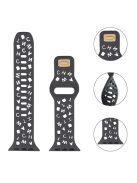 For Apple Watch 9 / 8 / 7 41mm / 6 / 5 / 4 / SE / SE (2022) / SE (2023) 40mm / 3 / 2 / 1 38mm Silicone Watch Band Watch Strap Hollow Letters Quick Release Watchband - Dark Grey