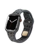 For Apple Watch 9 / 8 / 7 41mm / 6 / 5 / 4 / SE / SE (2022) / SE (2023) 40mm / 3 / 2 / 1 38mm Silicone Watch Band Watch Strap Hollow Letters Quick Release Watchband - Dark Grey