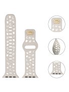 For Apple Watch 9 / 8 / 7 41mm / 6 / 5 / 4 / SE / SE (2022) / SE (2023) 40mm / 3 / 2 / 1 38mm Silicone Watch Band Watch Strap Hollow Letters Quick Release Watchband - Light Grey