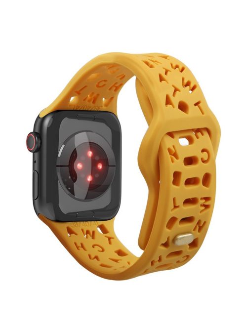 For Apple Watch 9 / 8 / 7 41mm / 6 / 5 / 4 / SE / SE (2022) / SE (2023) 40mm / 3 / 2 / 1 38mm Silicone Watch Band Watch Strap Hollow Letters Quick Release Watchband - Orange