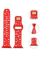 For Apple Watch 9 / 8 / 7 41mm / 6 / 5 / 4 / SE / SE (2022) / SE (2023) 40mm / 3 / 2 / 1 38mm Silicone Watch Band Watch Strap Hollow Letters Quick Release Watchband - Red