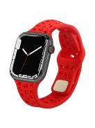 For Apple Watch 9 / 8 / 7 41mm / 6 / 5 / 4 / SE / SE (2022) / SE (2023) 40mm / 3 / 2 / 1 38mm Silicone Watch Band Watch Strap Hollow Letters Quick Release Watchband - Red