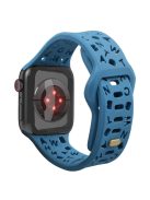 For Apple Watch 9 / 8 / 7 41mm / 6 / 5 / 4 / SE / SE (2022) / SE (2023) 40mm / 3 / 2 / 1 38mm Silicone Watch Band Watch Strap Hollow Letters Quick Release Watchband - Sky Blue