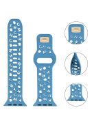 For Apple Watch 9 / 8 / 7 41mm / 6 / 5 / 4 / SE / SE (2022) / SE (2023) 40mm / 3 / 2 / 1 38mm Silicone Watch Band Watch Strap Hollow Letters Quick Release Watchband - Sky Blue