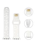 For Apple Watch 9 / 8 / 7 41mm / 6 / 5 / 4 / SE / SE (2022) / SE (2023) 40mm / 3 / 2 / 1 38mm Silicone Watch Band Watch Strap Hollow Letters Quick Release Watchband - White