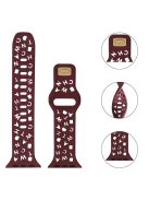 For Apple Watch 9 / 8 / 7 41mm / 6 / 5 / 4 / SE / SE (2022) / SE (2023) 40mm / 3 / 2 / 1 38mm Silicone Watch Band Watch Strap Hollow Letters Quick Release Watchband - Wine Red