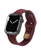 For Apple Watch 9 / 8 / 7 41mm / 6 / 5 / 4 / SE / SE (2022) / SE (2023) 40mm / 3 / 2 / 1 38mm Silicone Watch Band Watch Strap Hollow Letters Quick Release Watchband - Wine Red