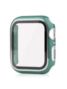 For Apple Watch SE (2022) 40mm / SE 40mm / 6 / 5 / 4 40mm Silicone Watch Band + Electroplating PC Watch Case with Tempered Glass Screen Protector Anti-Scratch Case Cover - Blackish Green