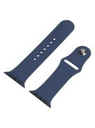 For Apple Watch SE (2022) 44mm / SE 44mm / 6 / 5 / 4 44mm Silicone Watch Strap + Full Cover Hard PC Watch Case with Tempered Glass Screen Protector - Dark Blue