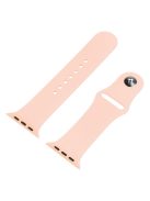 For Apple Watch SE (2022) 44mm / SE 44mm / 6 / 5 / 4 44mm Silicone Watch Strap + Full Cover Hard PC Watch Case with Tempered Glass Screen Protector - Light Pink