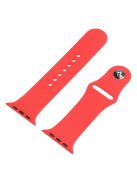 For Apple Watch SE (2022) 44mm / SE 44mm / 6 / 5 / 4 44mm Silicone Watch Strap + Full Cover Hard PC Watch Case with Tempered Glass Screen Protector - Red